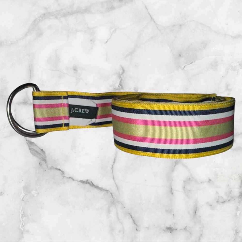 J.Crew Multicolor Striped Belt with Silver D Buckle, Size S/M